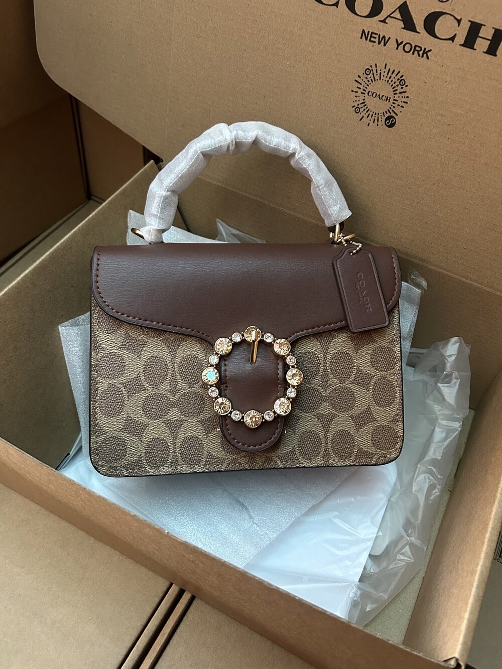Coach crystal clasp square box bag